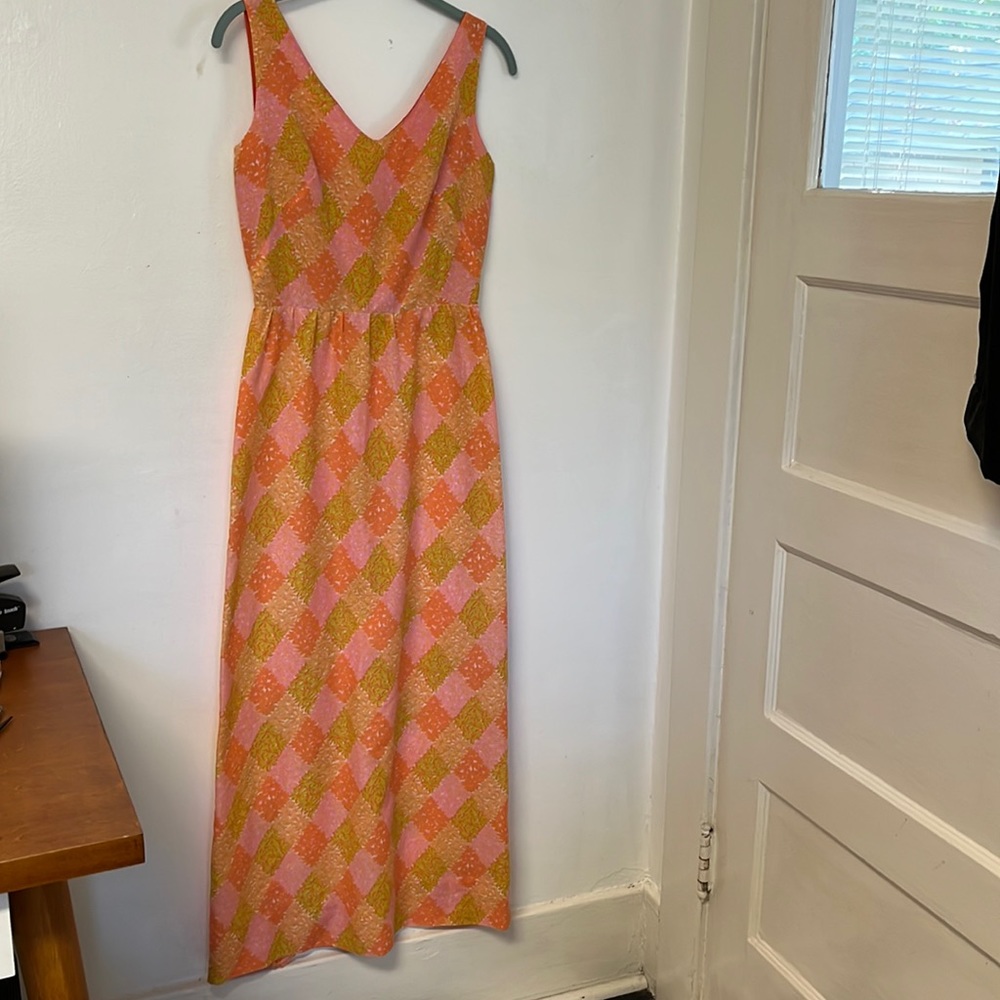 Vintage handmade pink and orange floral late 1960’s dress